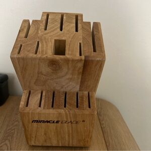 Miracle Blade III Wooden Knife Block 15 Slot Natural Finish Block Only
